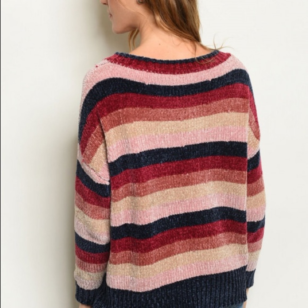 Long sleeve striped chenille sweater - Picture 5 of 6